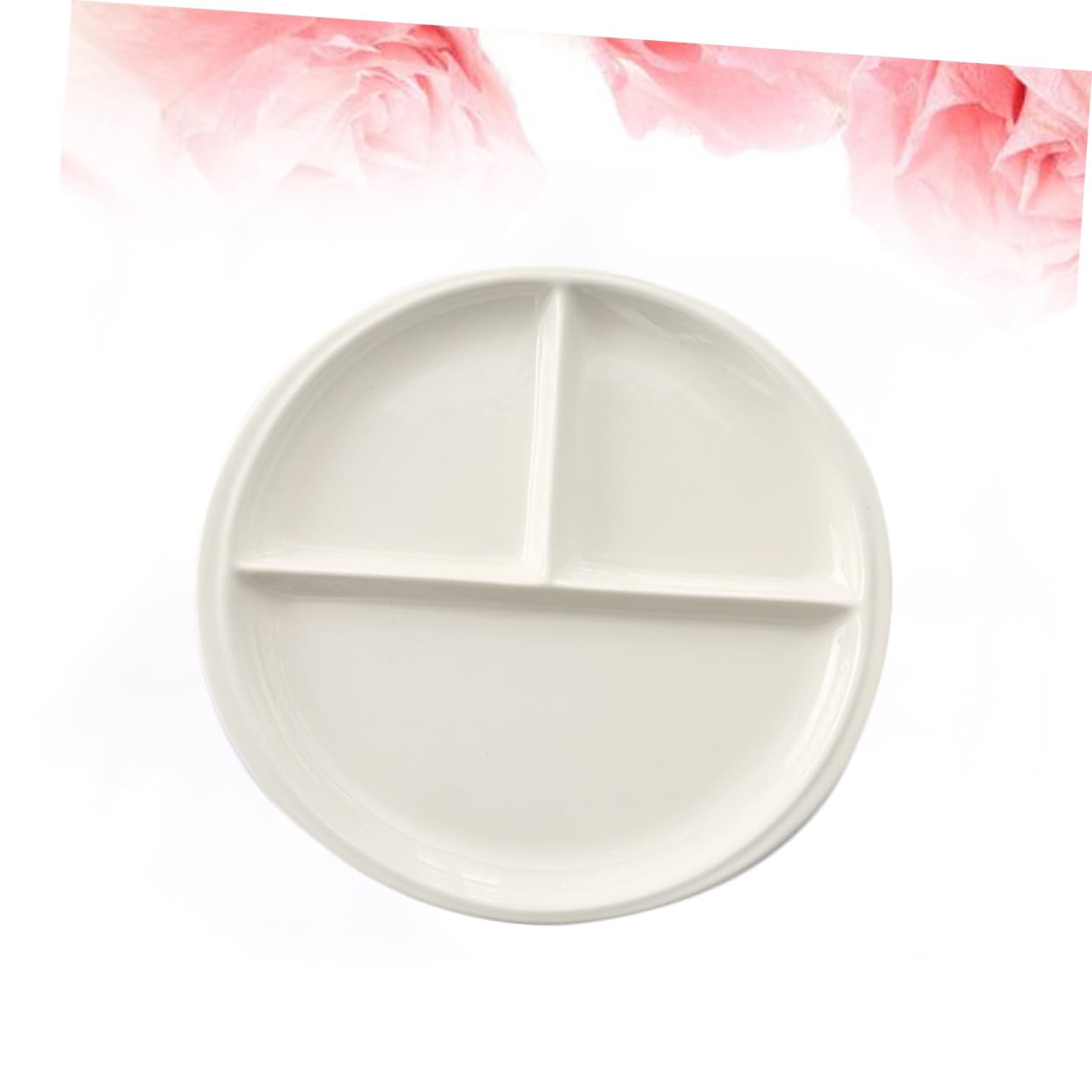 Assiette de Petit-déjeuner en Céramique Blanche Trois Compartiments, Bord Lisse, Assiette Ronde Simple pour Magasin de Meubles ou Salon de Thé Style Aléatoire