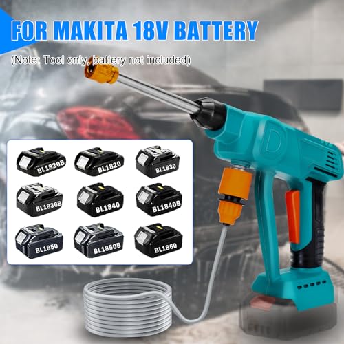 Hogedrukreiniger op batterijen, compatibel met Makita 18 V, elektrische wasmachine, draadloos, hoge wasmachine, draagbaar reinigingspistool met 5 m slang - Afbeelding 3