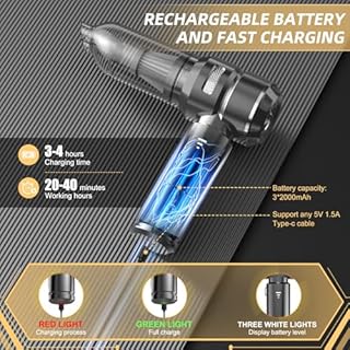 Handheld Vacuum Cleaner, 22000Pa Car Vacuum Cleaner Cordless Powerful, Brushless Motor, Multiple Brush Heads, 4-in-1 Multifunctional Portable Mini Car Hoover for Office/Home/Pet Hair, Dark Grey