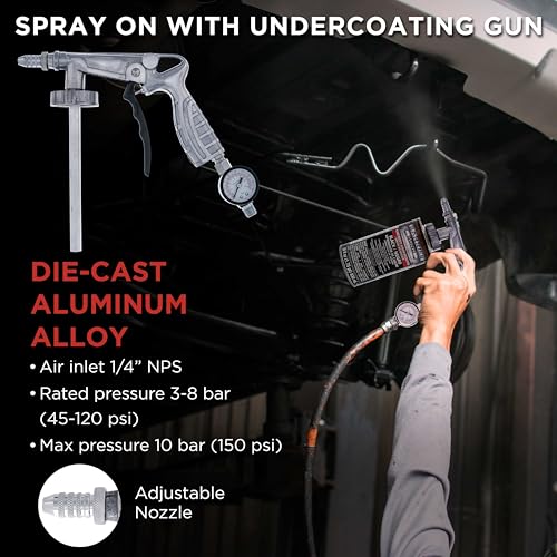 Image of Barrier Bond - Rubberized Undercoating Sound Deadener Kit, 28oz 4-Pack, Black Spray, Vehicle Undercoating, with Spray Gun