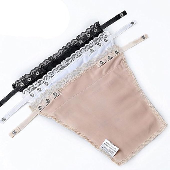Image of Women & Girls Lingerie Regular Fit Clip-On Mock Lace Camisole Slip for Women Inner (Black, White, Beige, Free Size) Combo Set of 3