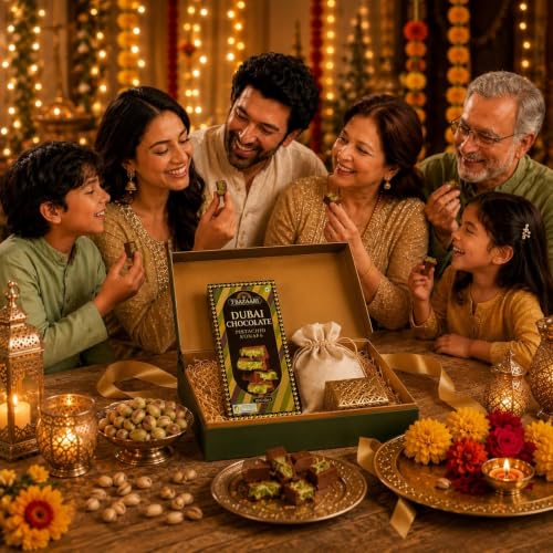 Image of 7 BAZAARI Authentic Dubai Chocolate Pistachio Kunafa Dessert pack of 3, 10Pcs each pack - Made with Premium Milk Chocolate & American Pistachios |Arabic Sweets with Crispy Kunafa