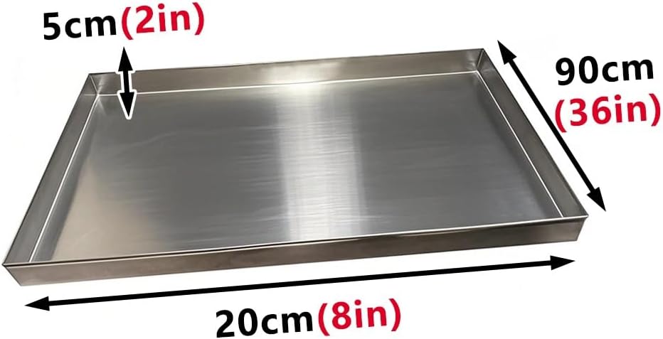304 Stainless Steel AC Drip Pan - 5cm Deep, Leak Proof Condensate Tray for Window Units, Outdoor Use, Multi-Purpose Tool Storage & Plant Saucer,20x90cm(8x36in)
