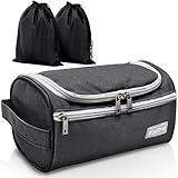 Travel Toiletry Bag – Small Portable Hanging Cosmetic Organizer for Men Women, Makeup, Toiletries, Hygiene Accessories, Shaving Kit, Clippers and Grooming Tools, Waterproof, Bathroom, Shower, Gym
