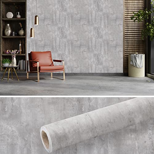 【DIYプロアドバイザー推奨】 壁紙 壁紙シール コンクリート調 40cm×10M 厚手 リメイクシート シワになりにくい はがせる壁紙 簡単リフォーム 賃貸OK (10m, セメントライトグレー)