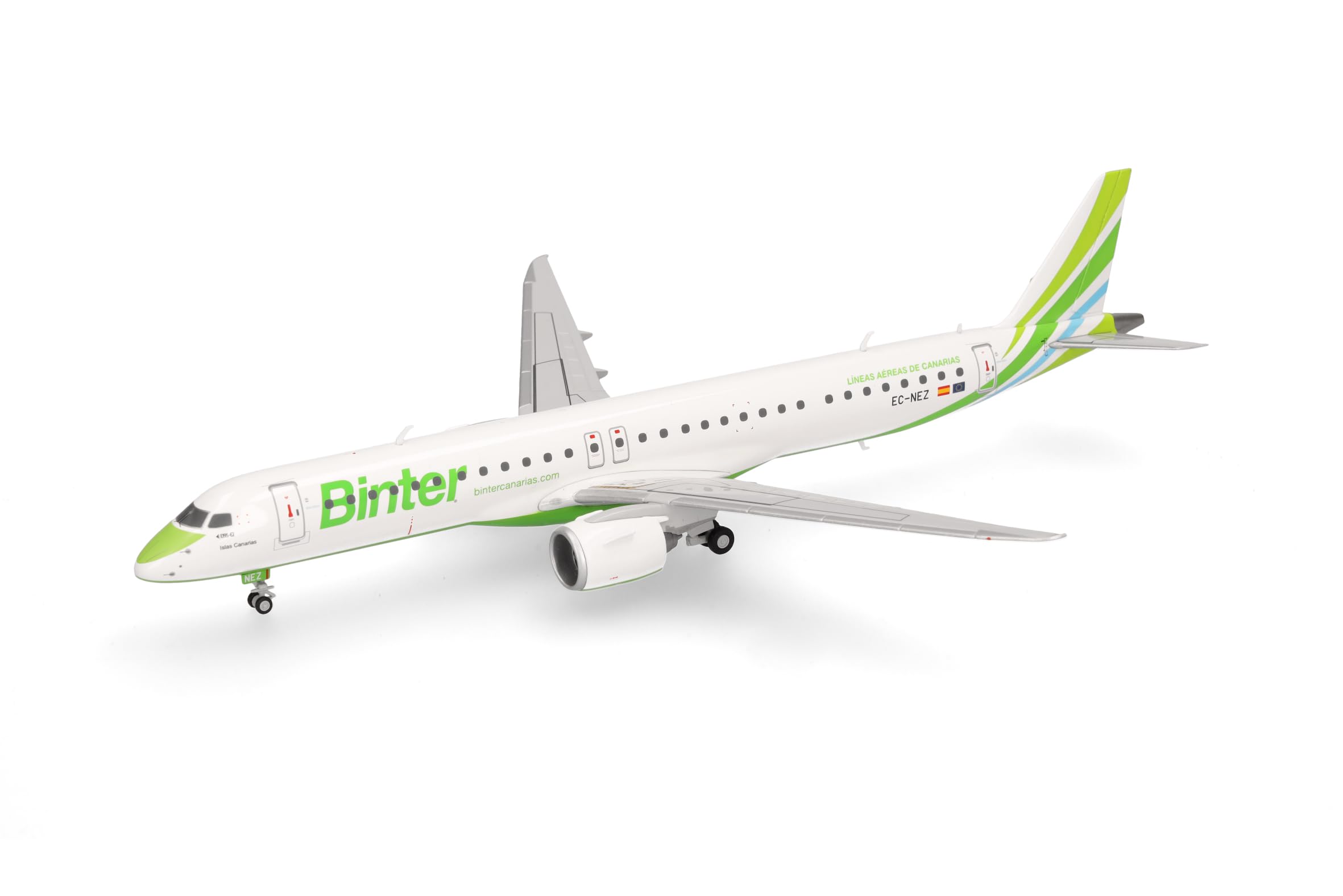 Herpa avión en Miniatura Binter Canarias Embraer E195-E2, Escala 1:200, artículo de colección, Modelo sin Base, plástico