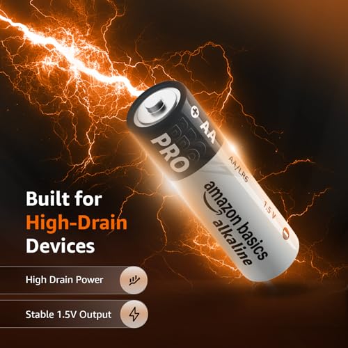 Image of Amazon Basics Pro Series AA Alkaline Battery | Pack of 4 | for High Drain Devices | Toys, Digital Camera, Electric Toothbrush