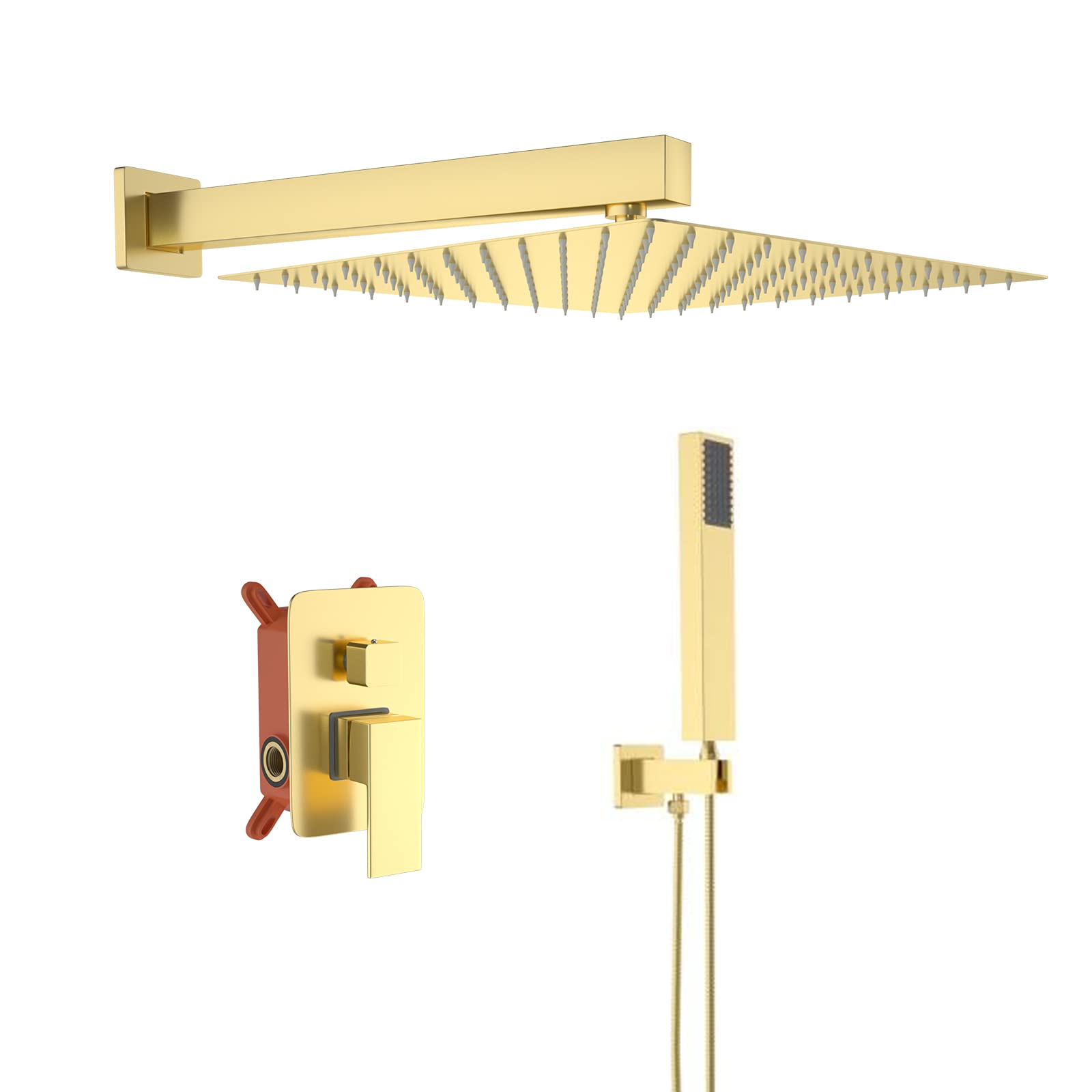 Buy JUNSOTTOR Gold Shower System Shower Fitting 12 Inch Rain Shower Set