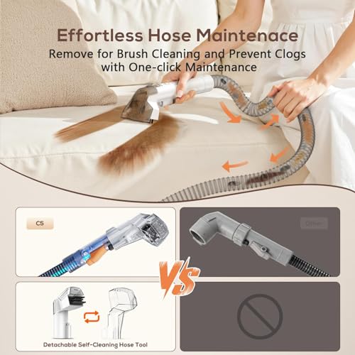 Image of Ailltopd Portable Carpet & Upholstery Spot Cleaner Machine, 15Kpa Powerful Suction & Couch Cleaner, Deep Cleaning for Carpet, Car, Pets, Stairs, Furniture, Self Cleaning System and Cleaner Solution