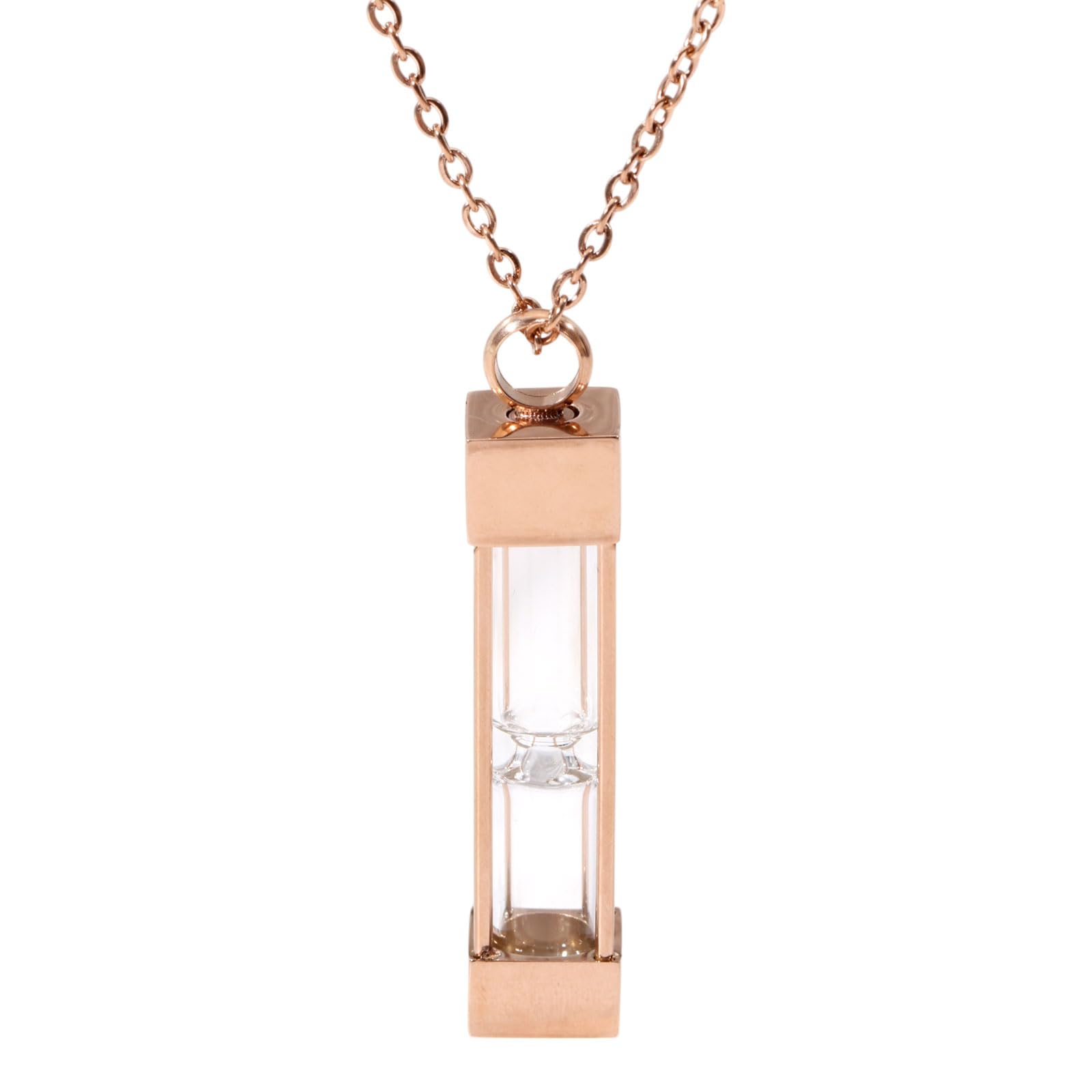 Colliers funéraires pour cendres pendentif sablier acier inoxydable or rose