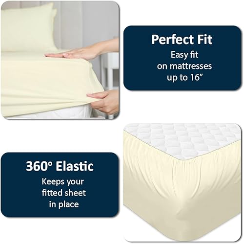 Miniatura 6 de Cottingon 1 sábana bajera tamaño King dividida en la parte superior solo para camas ajustables, 100% algodón egipcio de alta calidad, sábana