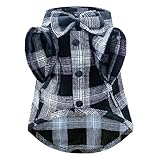 Plaid Dog Shirt,Soft Casual Pet Shirt Clothes, Dog Cotton Shirt with Bow Tie for Wedding,Christmas Costumes (Small, White&Black)