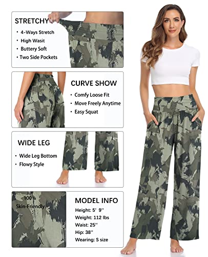 Image of TARSE Womens Wide Leg Pants Casual Loose Yoga Sweatpants Comfy Lounge Pajama Flowy Pants Pockets
