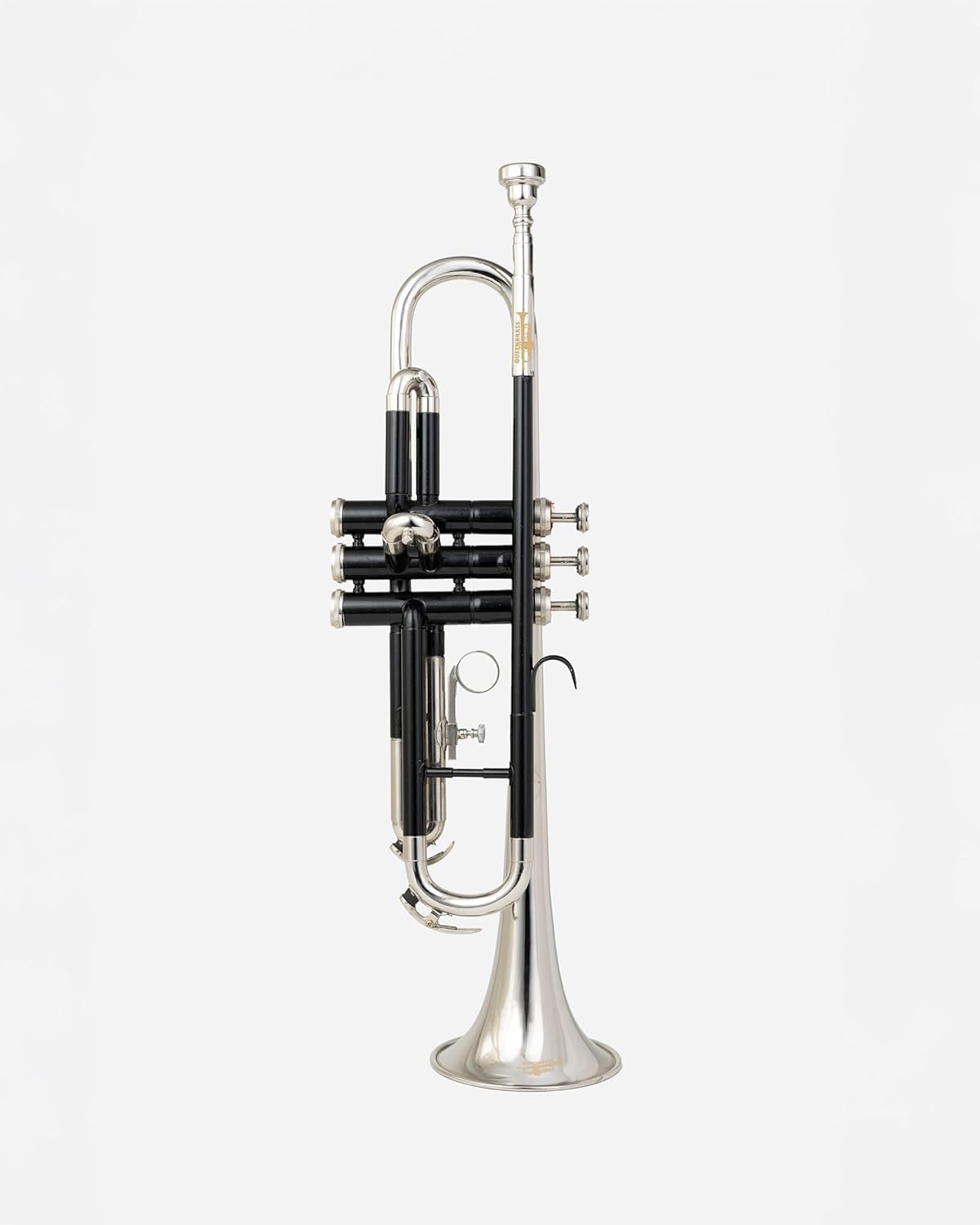 Trompeta BB para estudiantes y adultos, acabado lacado plateado y negro, instrumento de viento de latón con boquilla y estuche rígido para aprendizaje y práctica de banda