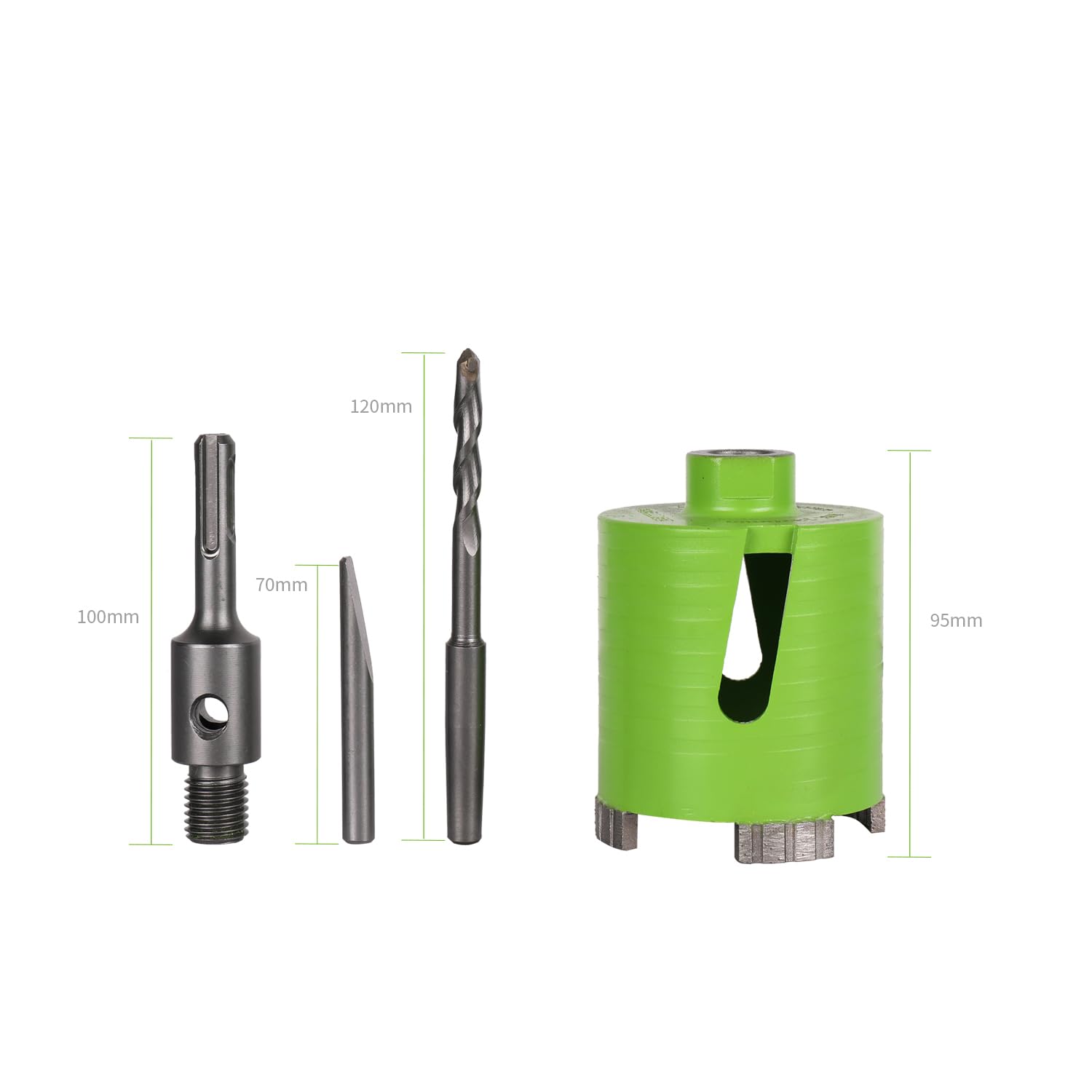 Diamant Bohrkrone Beton 68 mm, Dosenbohrer 68mm Mauerwerk mit Zentrierbohrer 8x120 mm, SDS-plus Adapter, Diamant Kernbohrer 68 für Stein Beton Ziegel Putz