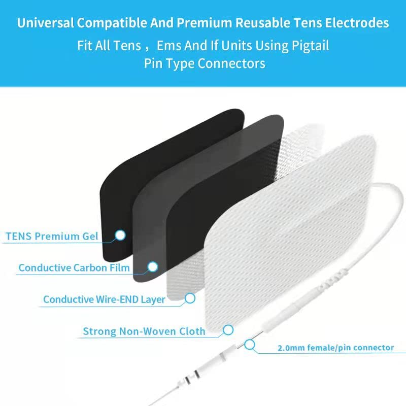 Miniatura 2 de TENS - Almohadillas de repuesto para unidad, 48 almohadillas de electrodo autoadhesivas reutilizables de alta calidad para estimulador muscular EMS,