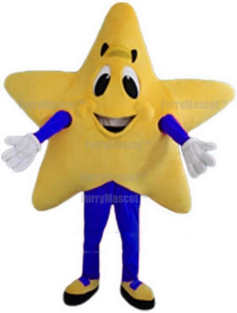 Adult Yellow Twinkle Star with Blue Coat Suit Animal Mascot Costume Birds Party Carnival Costumes