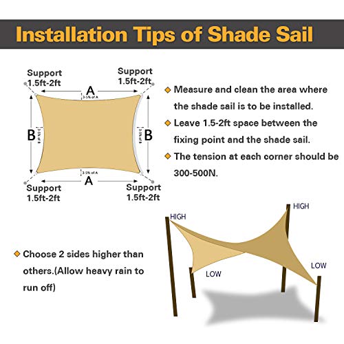 Image of KANAGAWA 8'x12' Sun Shade Sail Sand Curved Rectangle