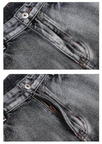 Men's Washed Denim Pants Ripped Cargo Loose Straight Wide Leg Floor Length Jeans2