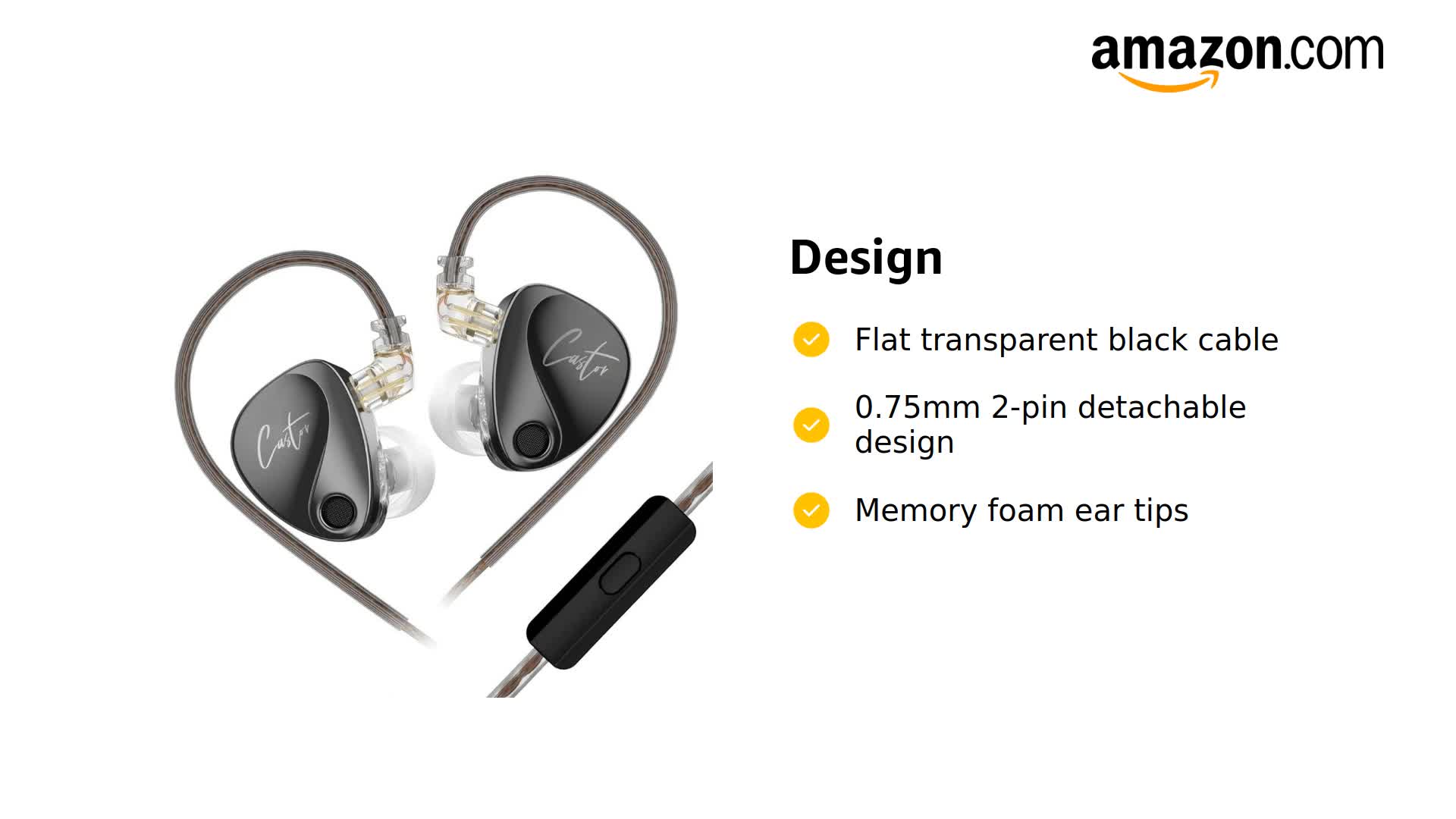 Amazon.com: KZ Castor Wired IEM Earphone with Mic, 10mm Dual