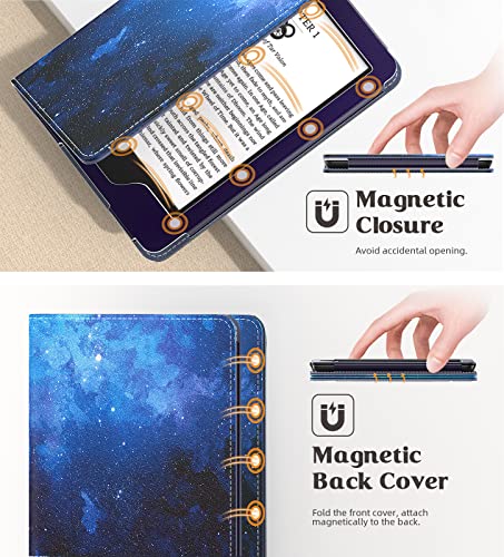 Image of MoKo Case for All-New 6 inch Kindle(11th Generation, 2024 /2022 Release) /(10th /8th Gen, 2019 /2016), Ultra Lightweight PU Shell Cover with Auto Wake /Sleep for Kindle 2024, Blue Starry Sky