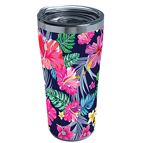 Tervis Colorful Tropical Flowers Stainless Steel Insulated Tumbler with Lid, 20 oz, Silver