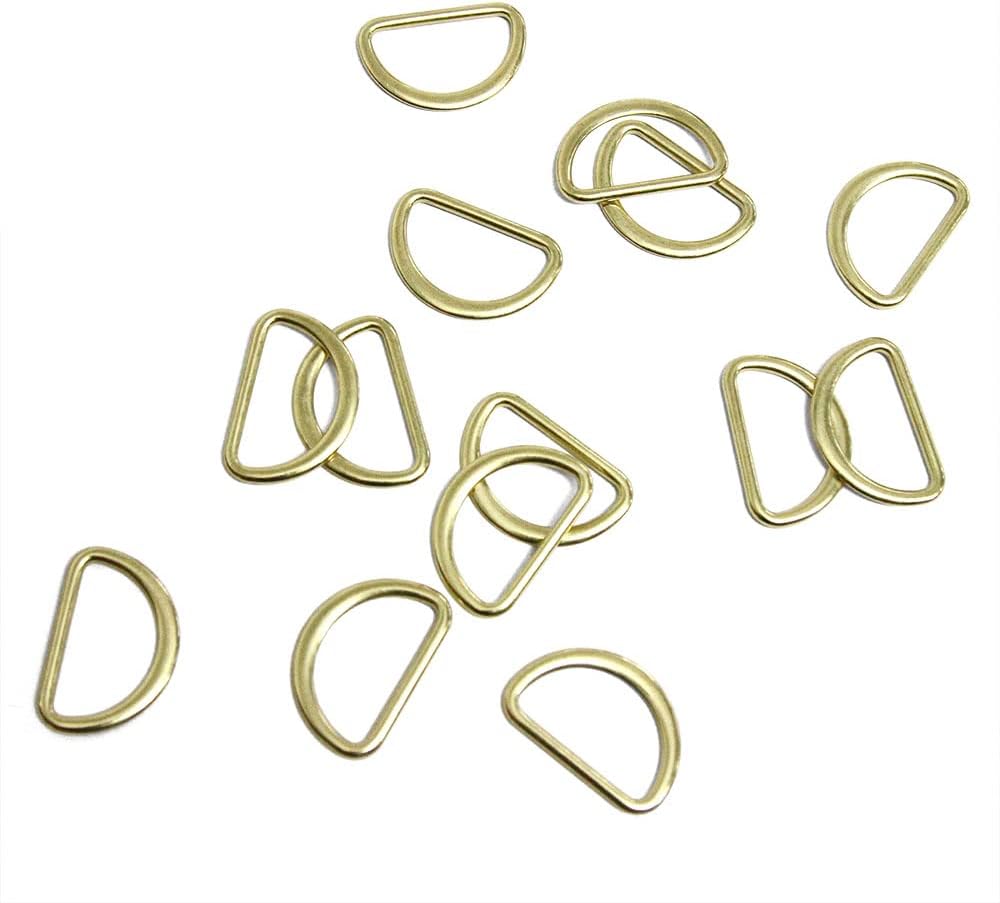 Set of 24 SHI Metal D-Rings, 25mm, Shiny Gold