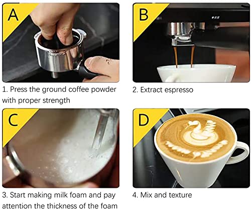 Generic Macchina caffè Espresso Tradizionale a Pompa con Bacchetta Latte schiumogeno, Macchina caffè Espresso 15 Bar… - immagine 7