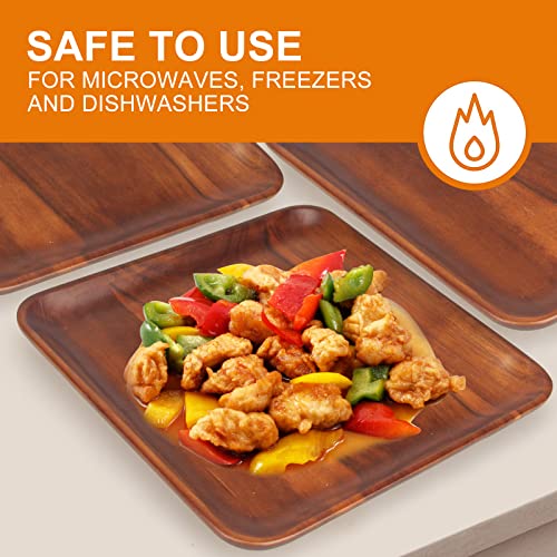 10 Inch Best Square Acacia Wood Dinner Plates Set Of 2 Decorative Wooden Serving Platter For Food Fruit Tray Appetizer Dessert Salad Plates Charger Plates Charcuterie Boards #TOP4