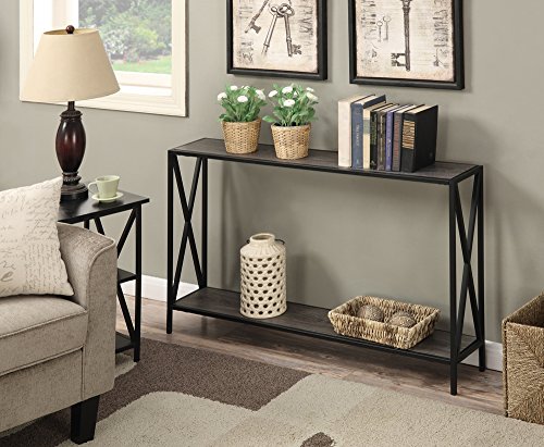 Convenience Concepts Tucson Console Table with Shelf, Weathered Gray