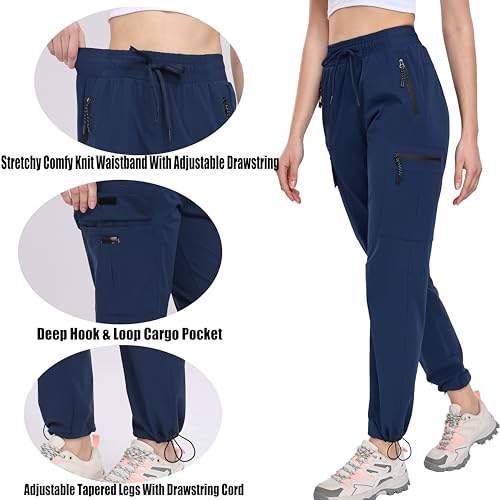 Oalka Women's Hiking Pants Water Resistant Quick Dry Cargo Pockets Pants3
