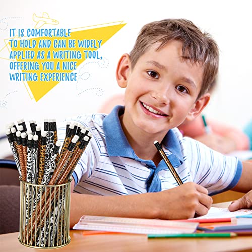 36 lápices de grafito con animal print y borrador miniatura 3