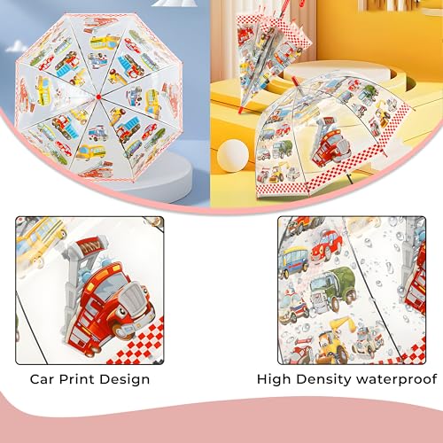 Image of Kraptick Transparent Printed Umbrella for Kids, Stylish & Cute Child Safe Umbrella for Rain, Automatic Water-Proof Umbrellas for Children's /Boys /Girls /Kids (MFP /1112-V)