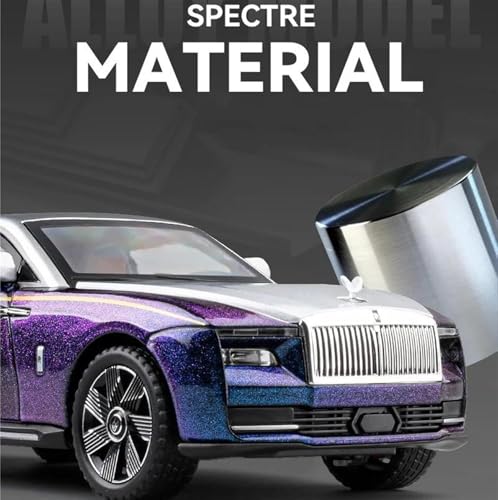 Image of 1:24 Big Rolls Royce Spectre Toy Car Metal Pull Back Diecast Car With Openable Door And Sound Light, Gifts Toys For Kids, Black