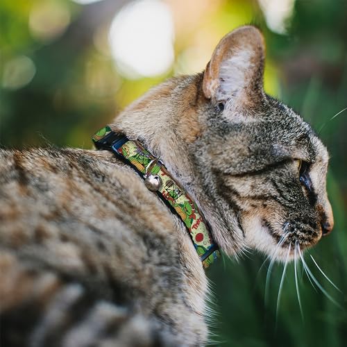 Collar para gato TMNT ajustable de nailon resistente con cascabel y diseño de pizza 3