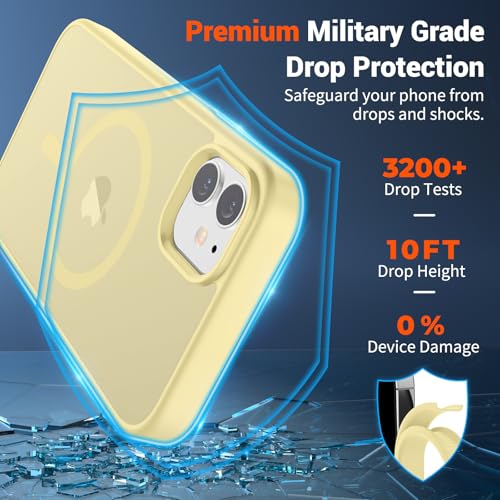Image of SUPFINE Magnetic for iPhone 12 Mini Case & iPhone 13 Mini Case (Compatible with MagSafe) (Military Grade Drop Protection) Slim Translucent Matte Shockproof Phone Cover,Buttercream Yellow