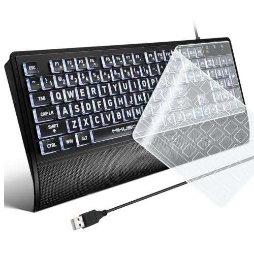 MIKUSO Large Print Backlit Keyboard for Seniors and Low...