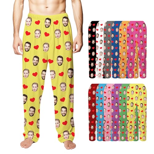 Custom Pajama Pants with Photo Face, Personalized Christmas Pajamas Bottoms, Customized PJ Pants for Men Women Pets