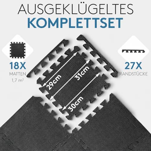 Veluris 18 mat basenowych – 30 x 30 cm, 1,7 m² – bardzo grube maty pod basen [20% dodatkowej ochrony], mocna ochrona podłogi z 27 łącznikami, antypoślizgowa i izolująca podkładka pod basen, płyty