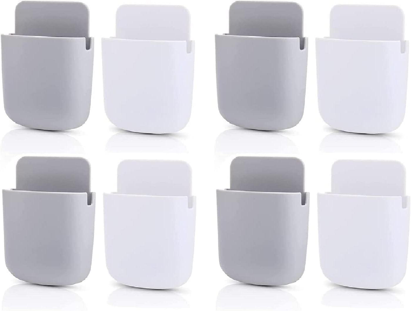 - 8 Piece Wall Mounted Storage Box Remote Storage Organizer Case for Air Conditioner TV Mobile Phone Plug Holder Stand Rack, Phone Charger Plug Holder (Pack of 8 Pcs)