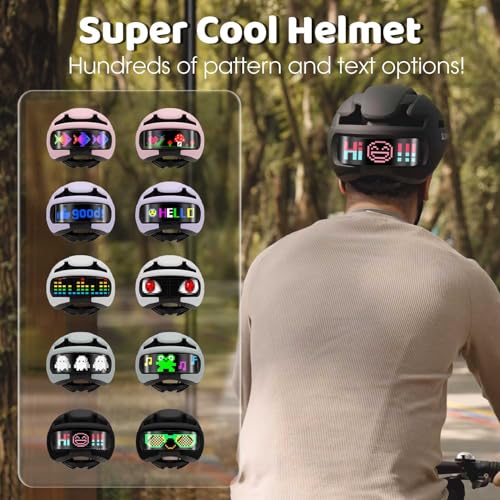 Smart Bike Helmet for Adults and Teens with LED Lights, Customizable via App and Remote Control