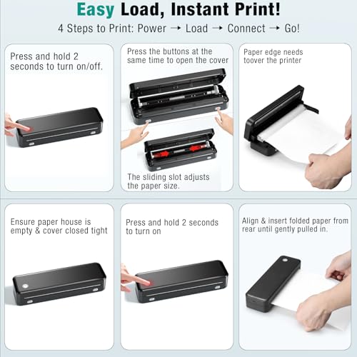 Image of PEDOOLO Portable Printer Wireless for Travel, Inkless Thermal Printer Supports 8.5 x 11 Inch Thermal Paper, Bluetooth Compatible with iOS, Android, Laptop Includes 2 Rolls & 10 Sheets of Paper Kit