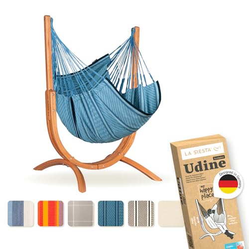 LA SIESTA® - Chaise Suspendue Udine en Coton Biologique avec Support en Bois - Fait Main,...