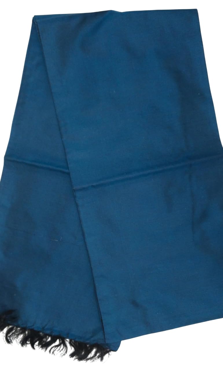 Peacock Blue Solid Colour Pure Silk Scarf for Men Lightweight Soft Neck Wrap for Formal Office-image-13