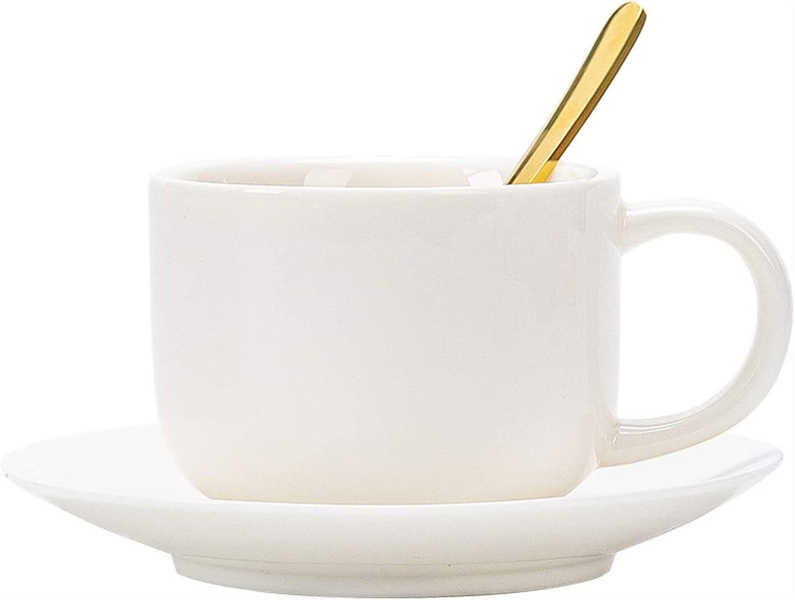 Kubki Do Kawy Zestaw Kubków Do Kawy Porcelanowe Filiżanki Do Cappuccino I Spodki Z Łyżeczkami Do Espresso 5-Uncjowe Filiżanki Do Espresso Białe Filiżanki Do Kaw