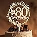 Giftota Holz Cake Topper mit LED Lichterkette - 80. Geburtstag Deko - Tortendeko für Frauen & Männer