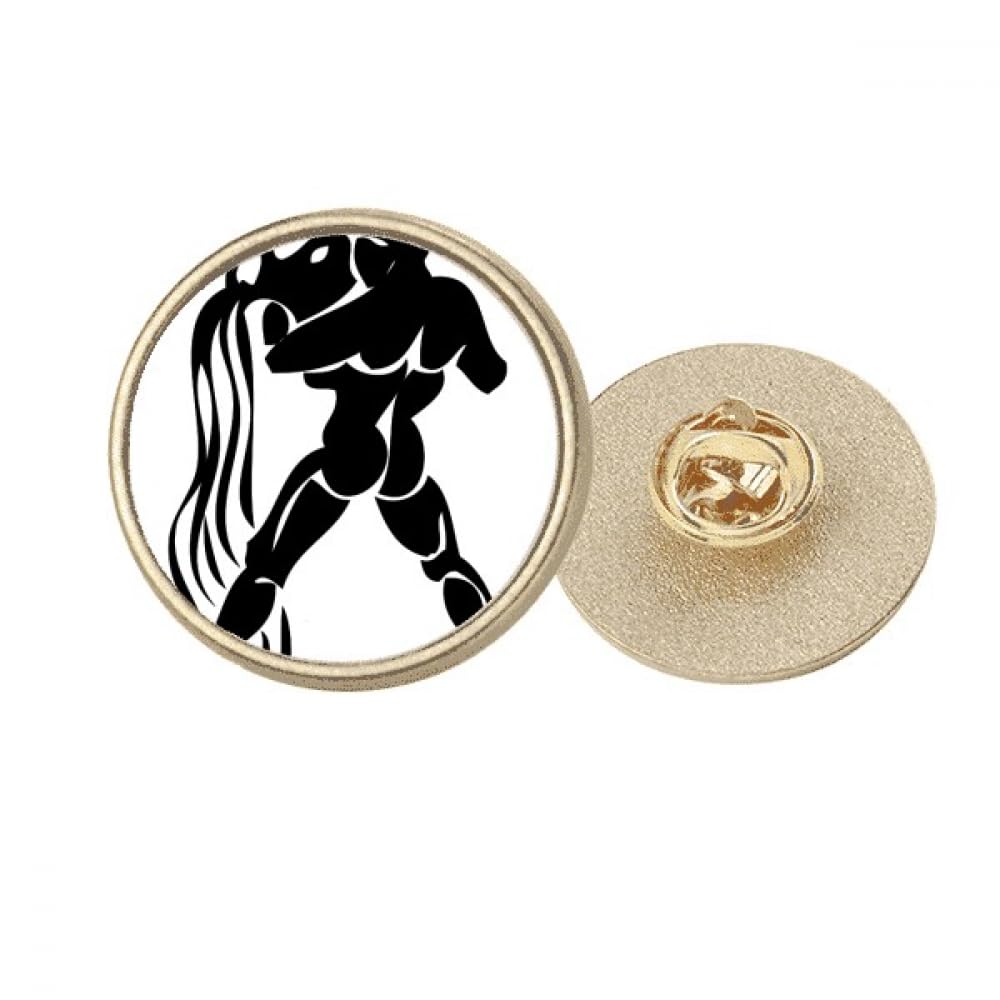 Broche Verseau en métal doré de forme ronde taille M aux finitions soignées - 4