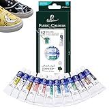 Nurila Textilfarbe Waschmaschinenfest, 12 Farben Stoffmalfarben Waschfest, 6ml Textilfarben, Stoffmalfarbe, Fabric Paint für T-Shirt, Stofftasche, Segeltuchschuhe, Jeans, Hut, Zeichenpapier