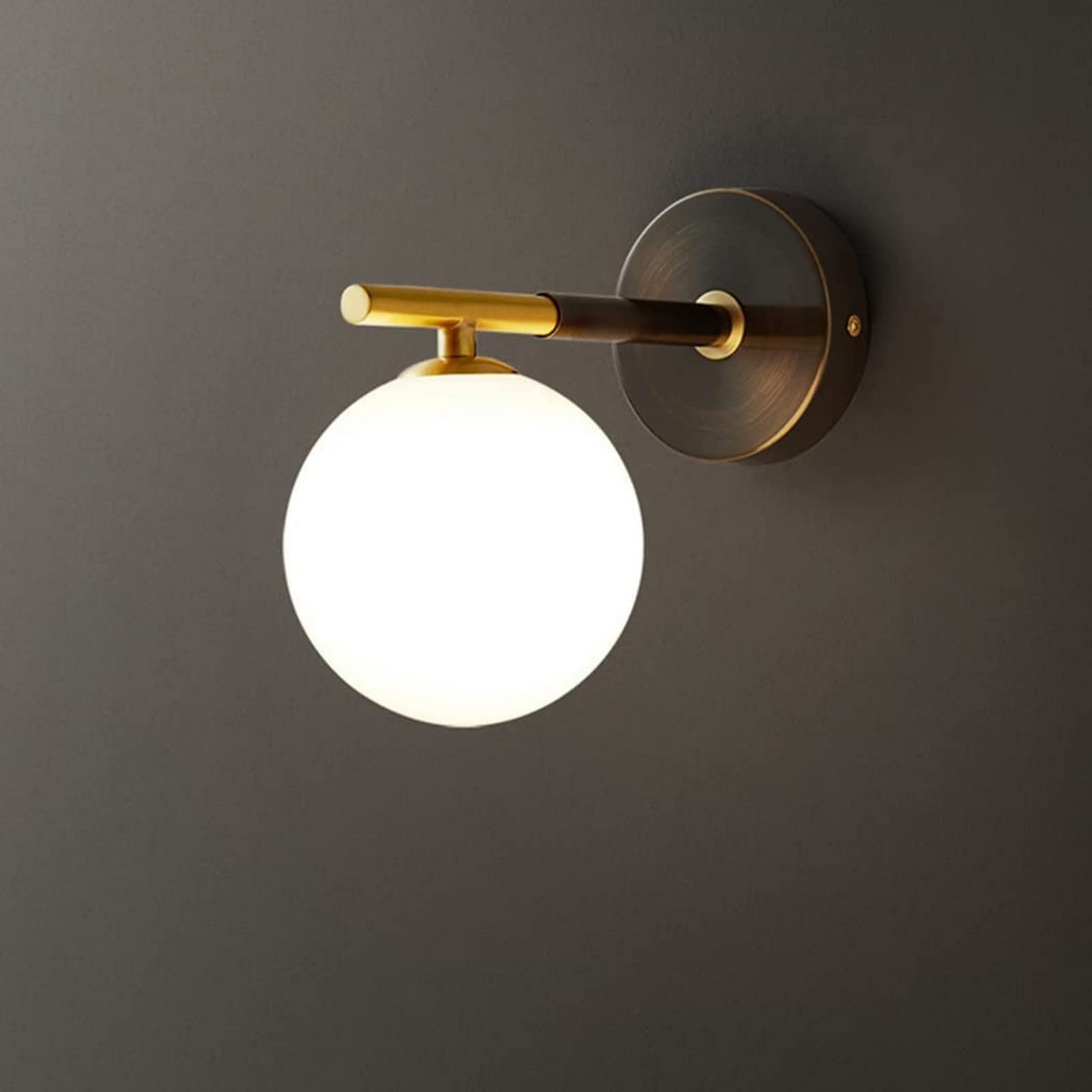CWCQGH Wall Sconces, Wall Light Bedside Decor Lamp Mid-Century Modern Wall Light, Wall Sconce Fixture with Frosted Glass Globe Shade Compatible with Bathroom Hallway Vanity lamp,1Light