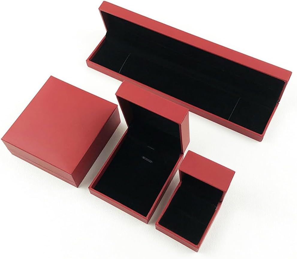 Red Right Angle Filling Leather Paper Jewelry Box Gold Jewelry Packaging Box Box Necklace Box